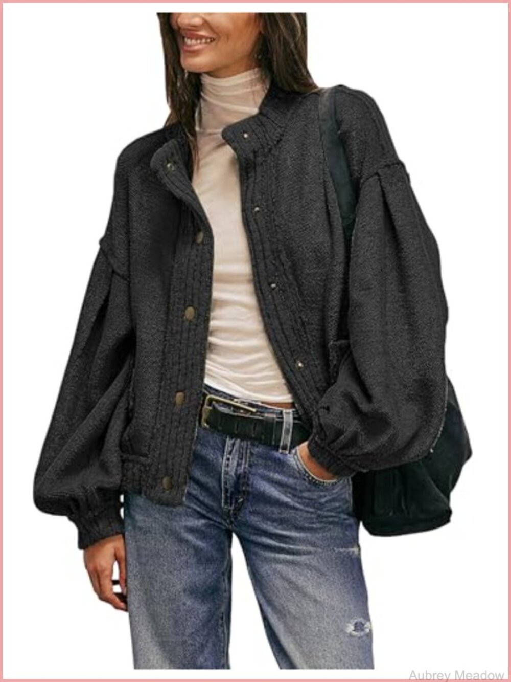 Ribbed Knit Cardigan Casual Fall Jacket with Pockets